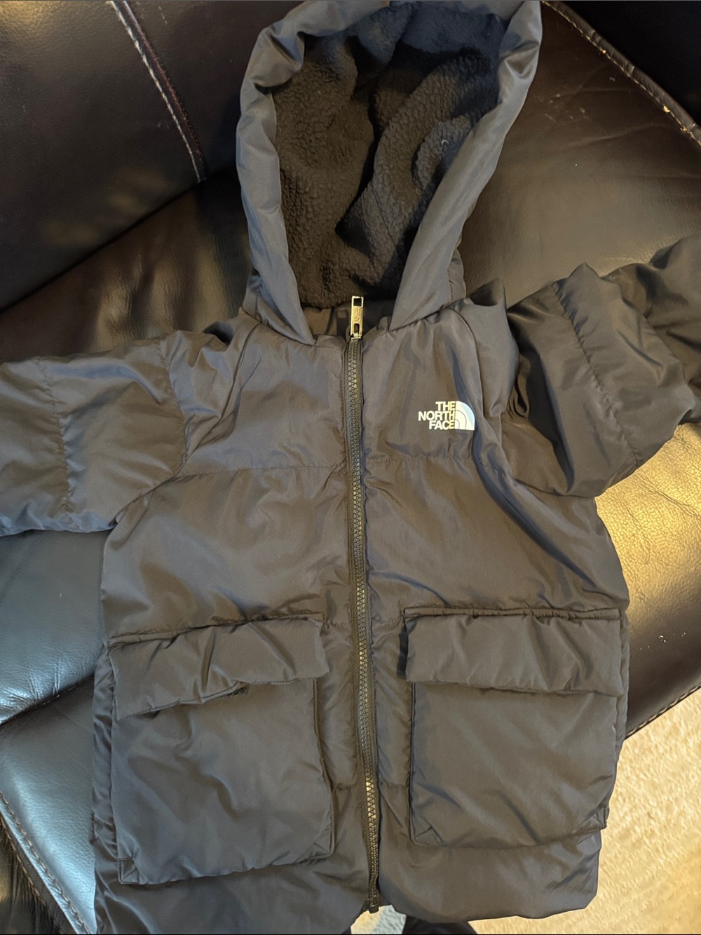 The North Face Kids Black Hooded Puffer Coat